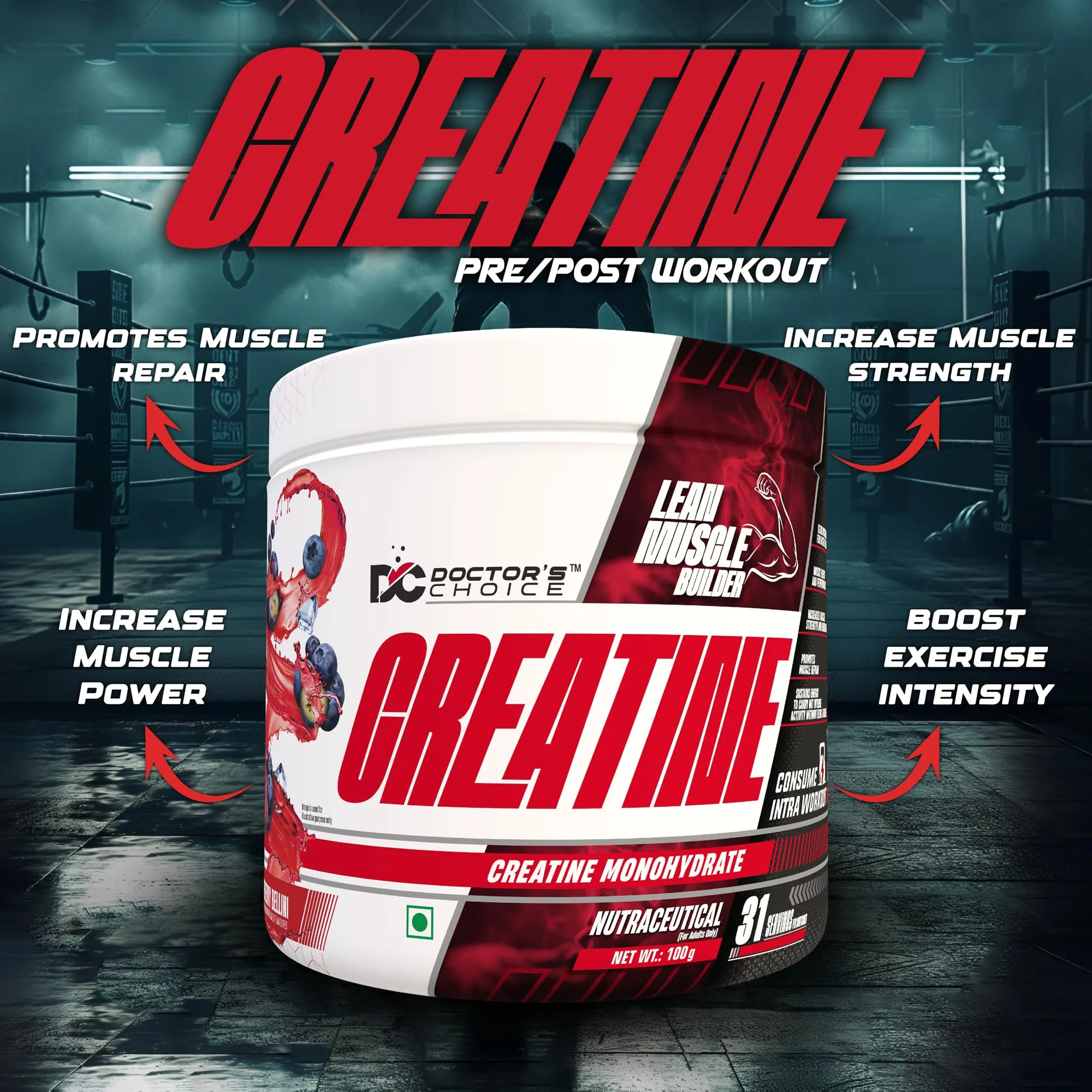 DC DOCTORS CHOICE Creatine Monohydrate 33 Serving 100 gms (Blueberry Bellini)