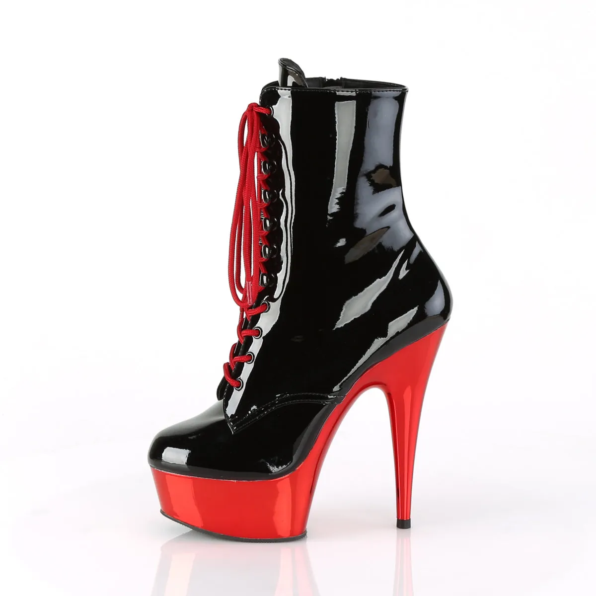 Delight-1020 Black - Red Chrome Platform Ankle Boots