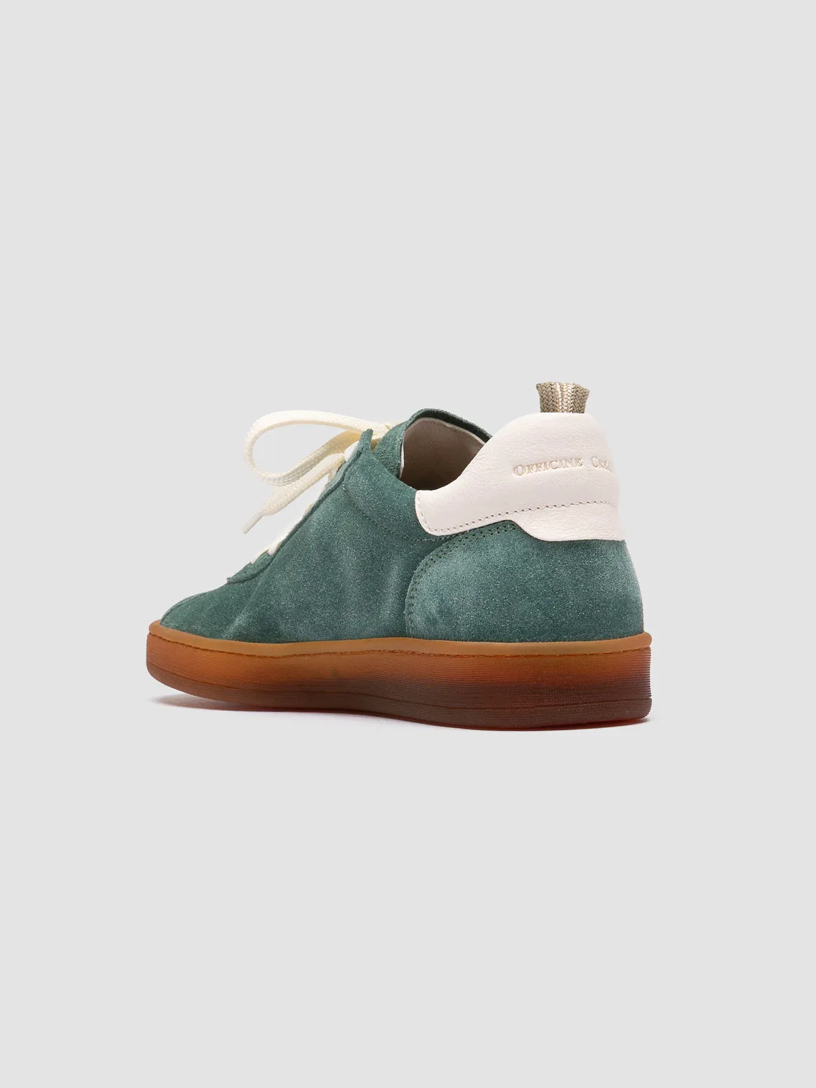 DESTINY 101 - Green Leather and Suede Low Top Sneakers