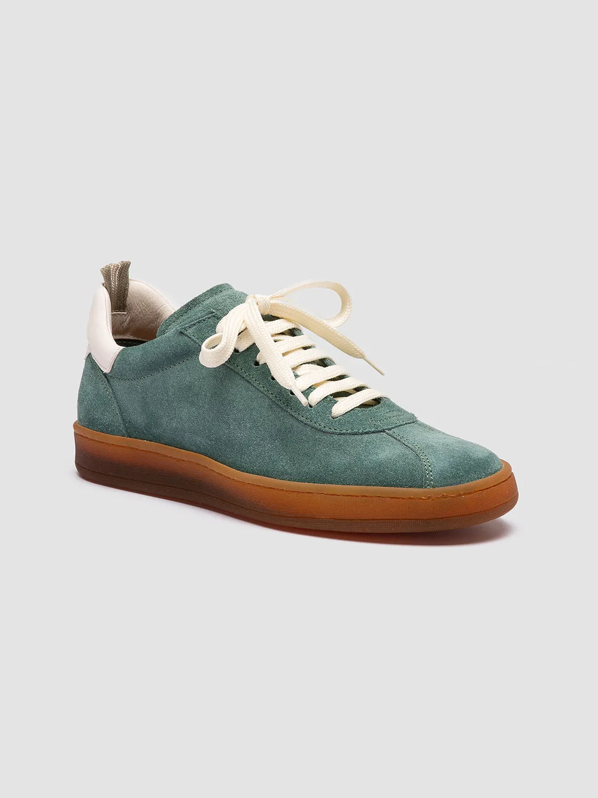 DESTINY 101 - Green Leather and Suede Low Top Sneakers