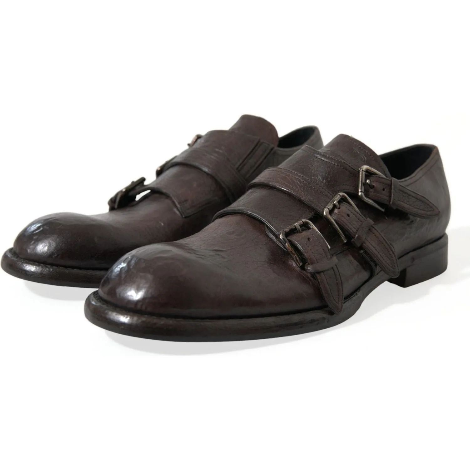 Dolce & Gabbana Elegant Triple Buckle Leather Dress Shoes