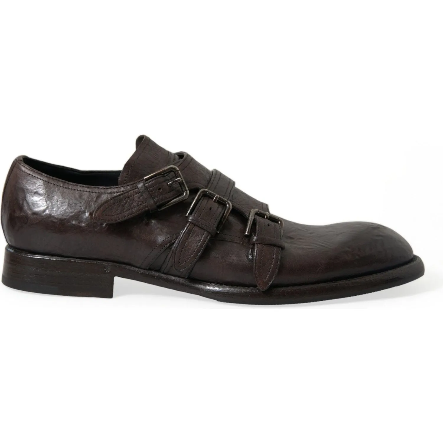 Dolce & Gabbana Elegant Triple Buckle Leather Dress Shoes