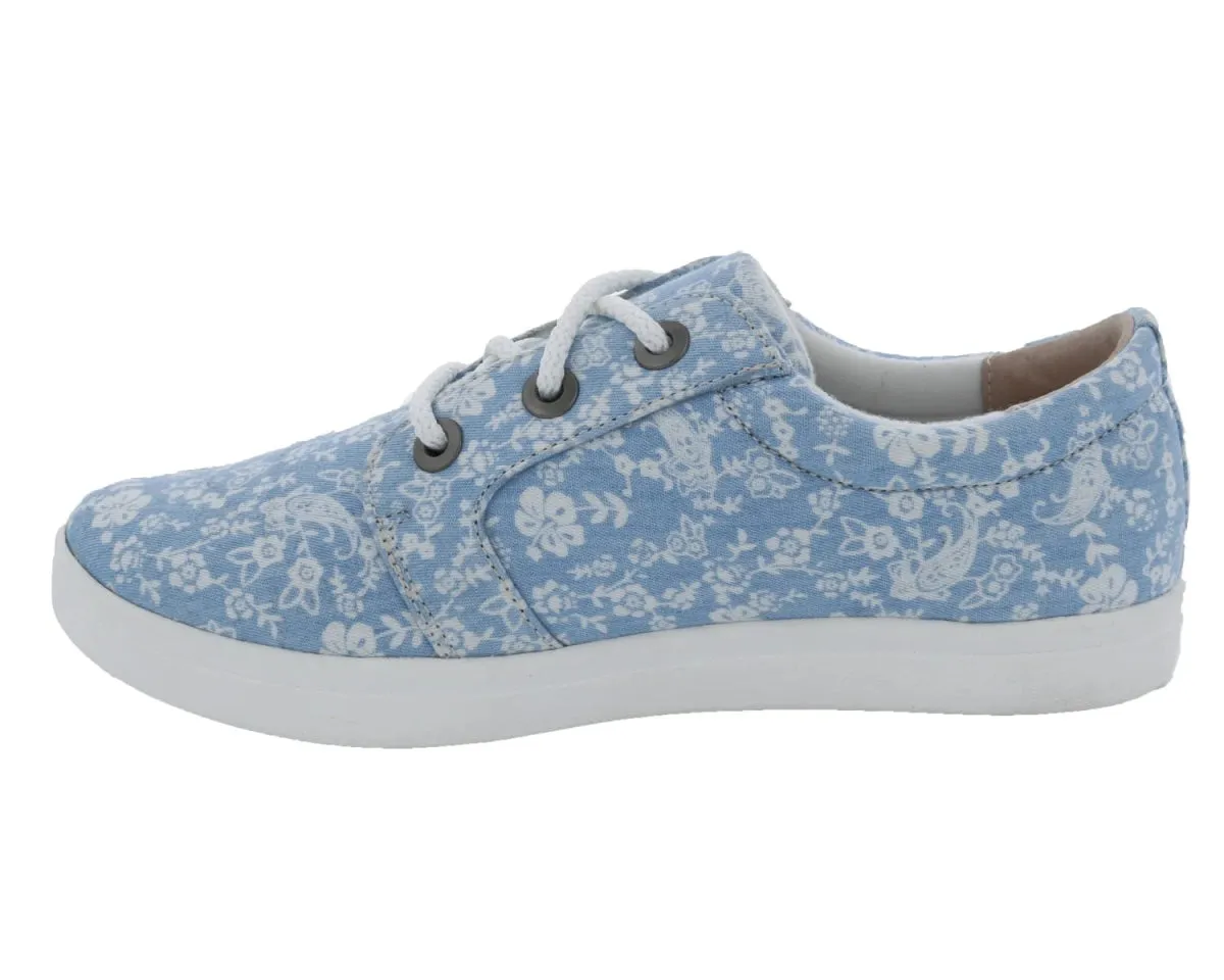 Drew Ruby Women's Orthotics Lace Up Sneakers 19172-37 In Blue Floral Canvas