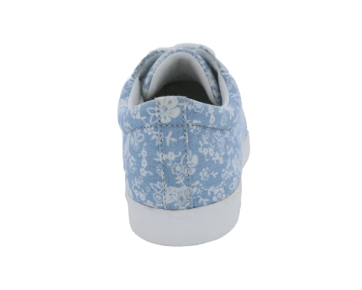 Drew Ruby Women's Orthotics Lace Up Sneakers 19172-37 In Blue Floral Canvas