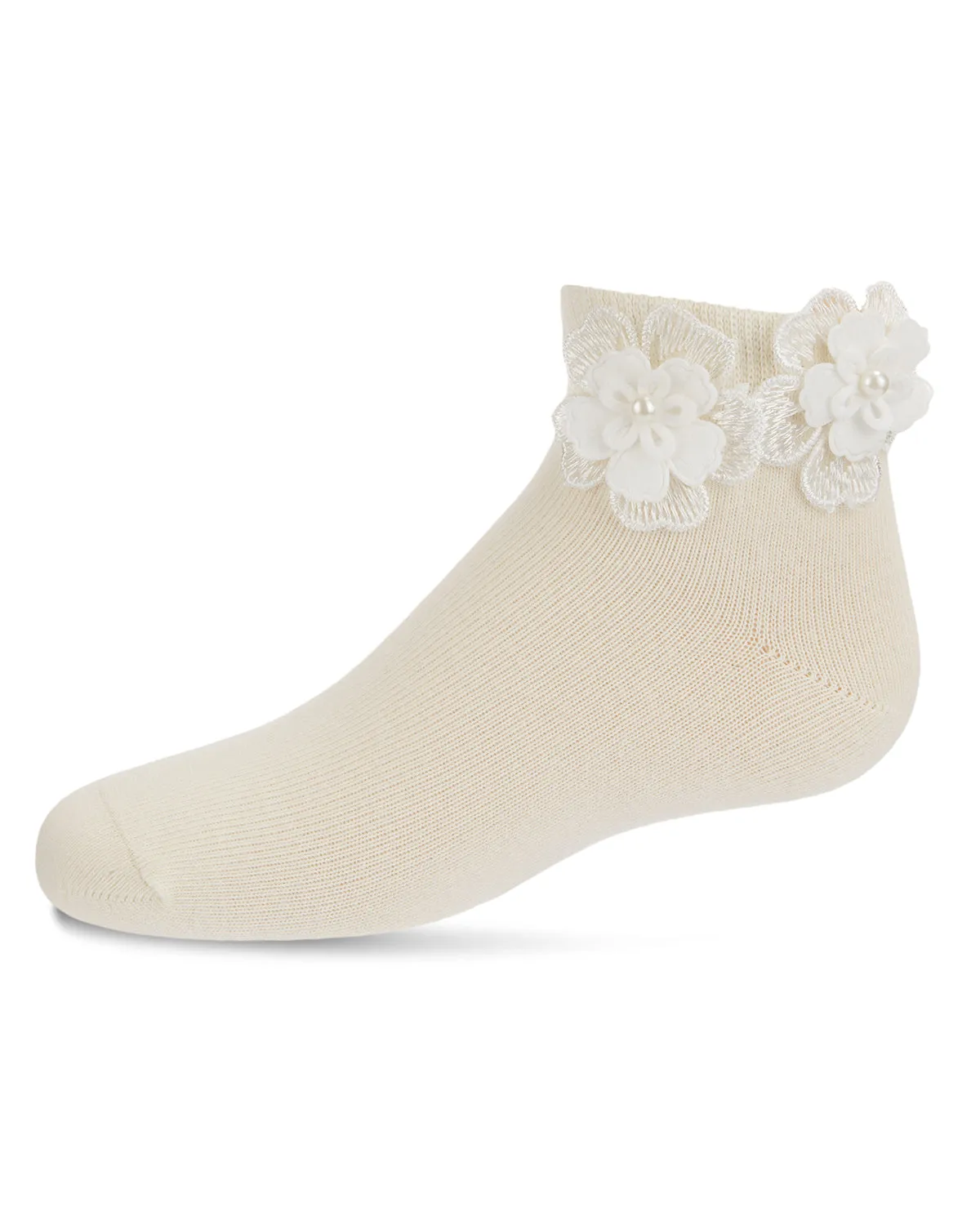 Dual Flower Girls Cotton Blend Anklet Sock