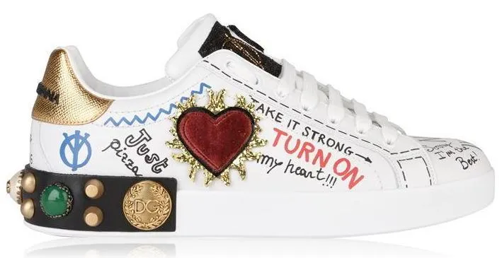 Embellished Portofino Low Top Graffiti Sneakers