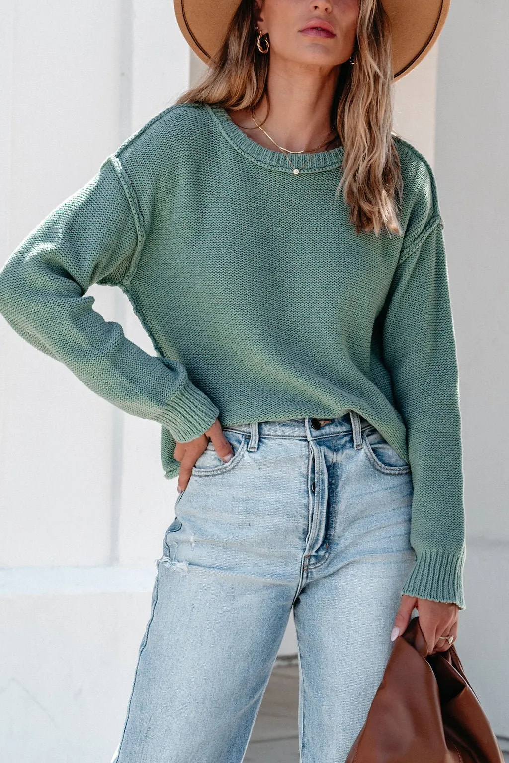 Everyday Fall Pullover Sweater - Sage - FINAL SALE