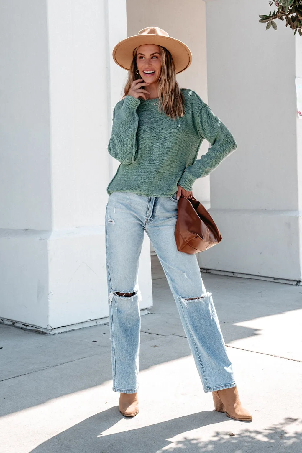 Everyday Fall Pullover Sweater - Sage - FINAL SALE