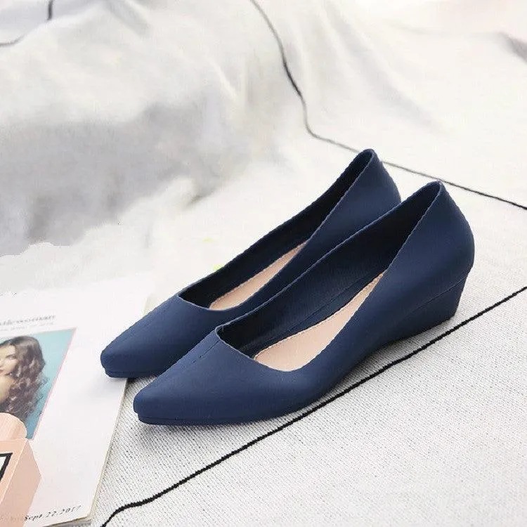 Fashionable Wedge Heel Shallow Mouth Square Toe Flats