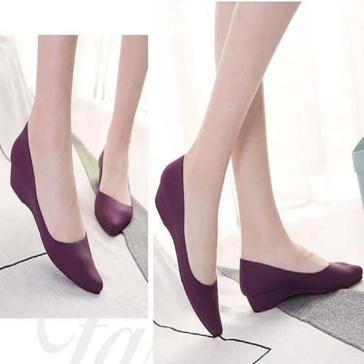 Fashionable Wedge Heel Shallow Mouth Square Toe Flats