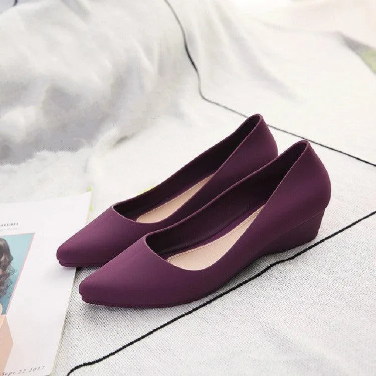 Fashionable Wedge Heel Shallow Mouth Square Toe Flats