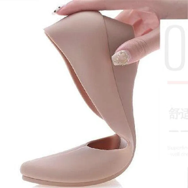 Fashionable Wedge Heel Shallow Mouth Square Toe Flats