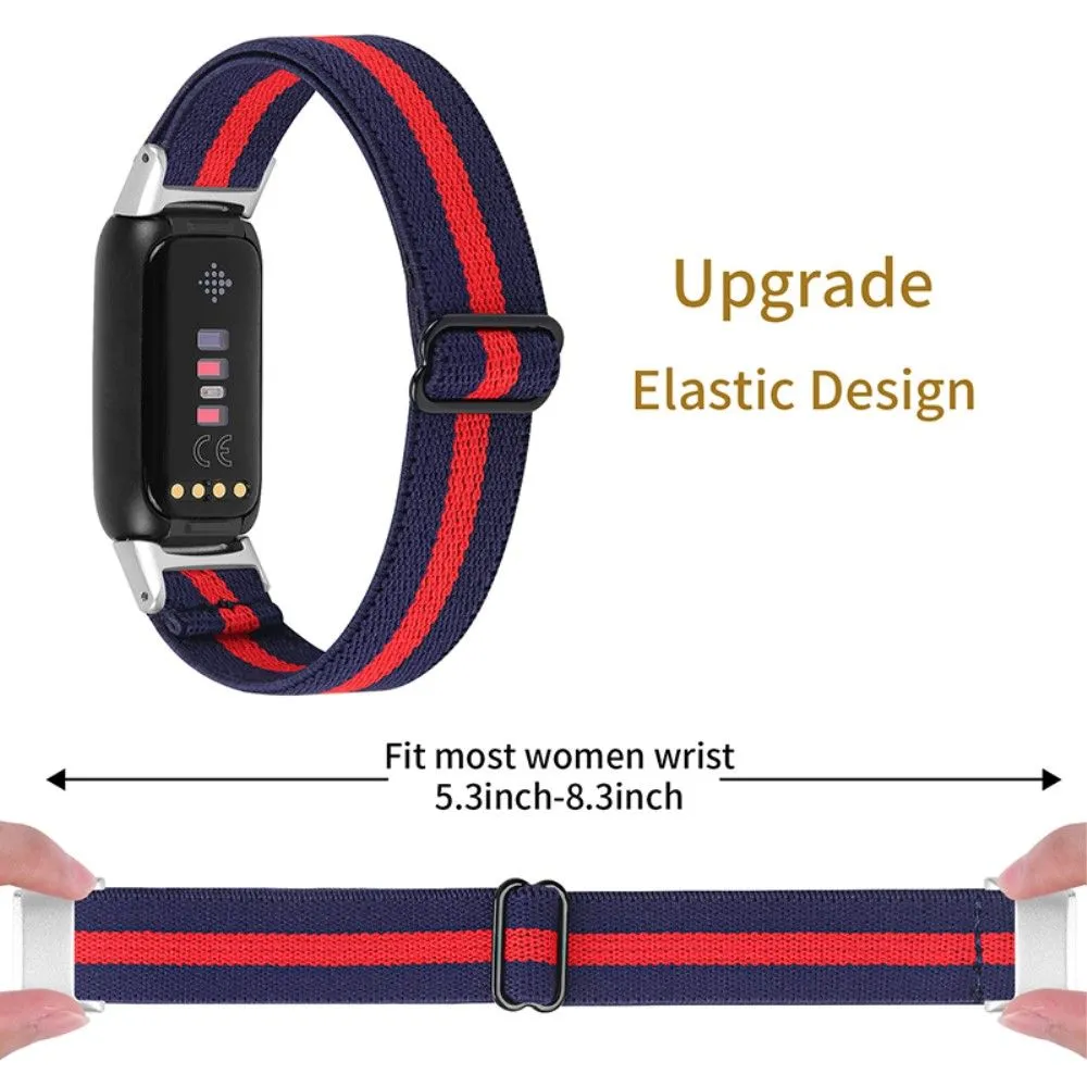 Fitbit Luxe color splice elastic watch strap - Midnight Blue / Red