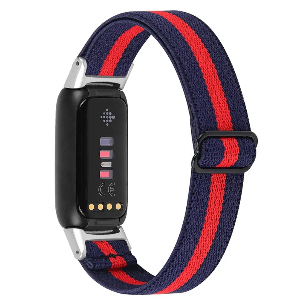 Fitbit Luxe color splice elastic watch strap - Midnight Blue / Red