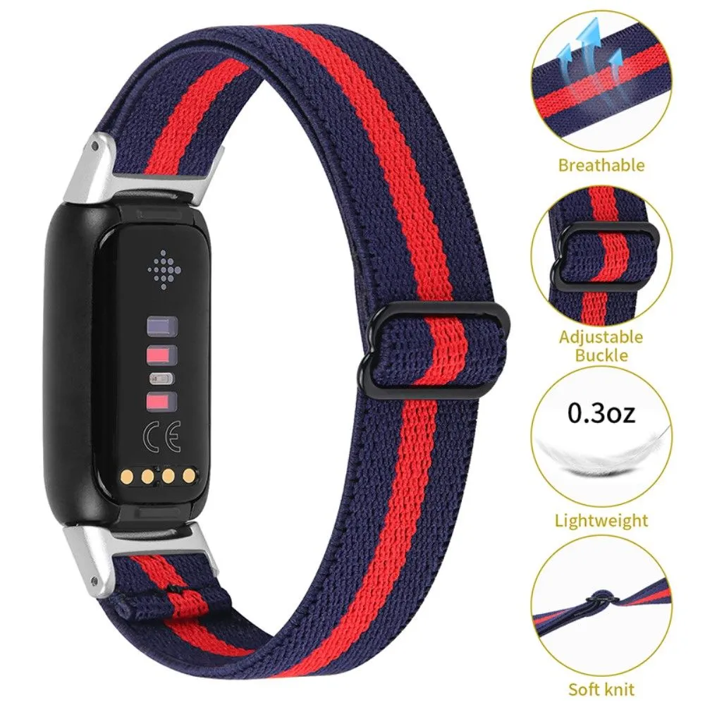 Fitbit Luxe color splice elastic watch strap - Midnight Blue / Red