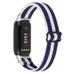 Fitbit Luxe color splice elastic watch strap - Midnight Blue / White