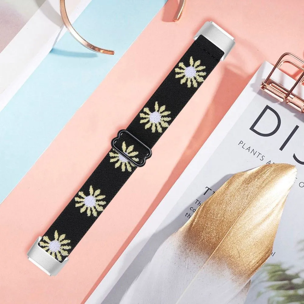 Fitbit Luxe cute daisy nylon watch strap - Black / Daisy