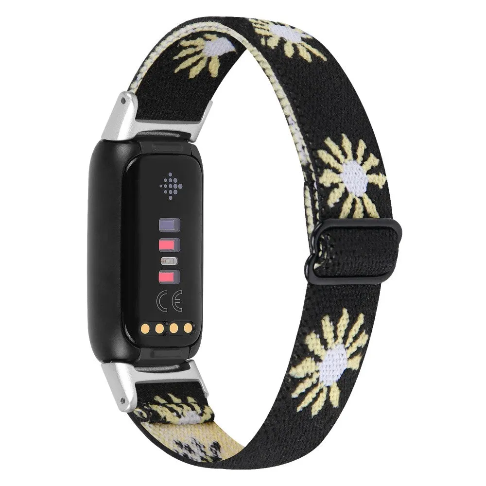 Fitbit Luxe cute daisy nylon watch strap - Black / Daisy