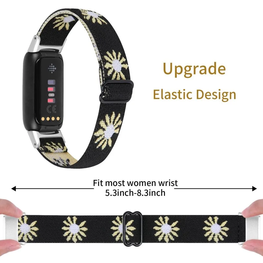 Fitbit Luxe cute daisy nylon watch strap - Black / Daisy