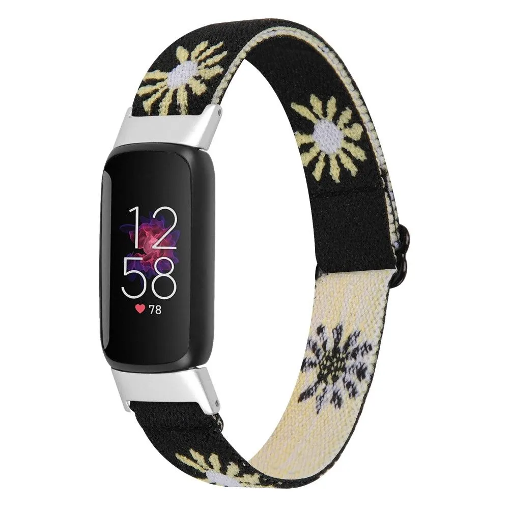 Fitbit Luxe cute daisy nylon watch strap - Black / Daisy