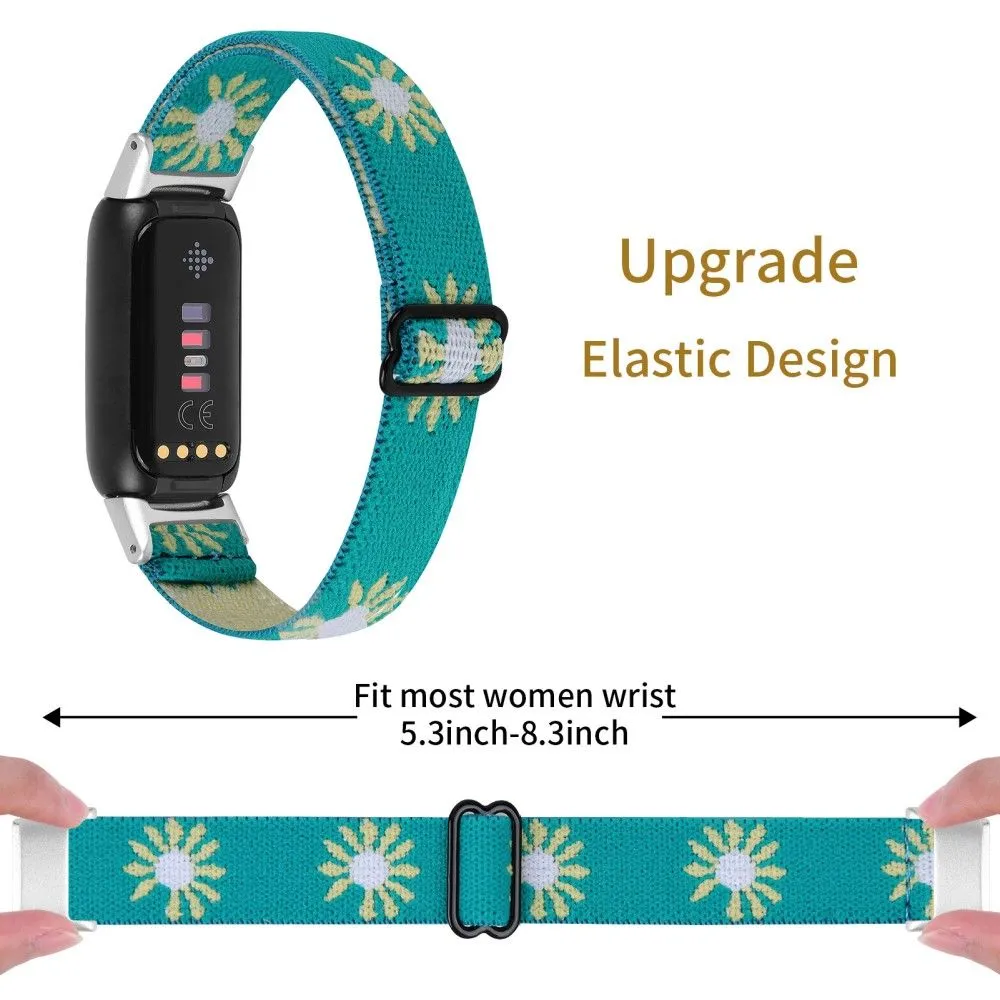 Fitbit Luxe cute daisy nylon watch strap - Green / Daisy