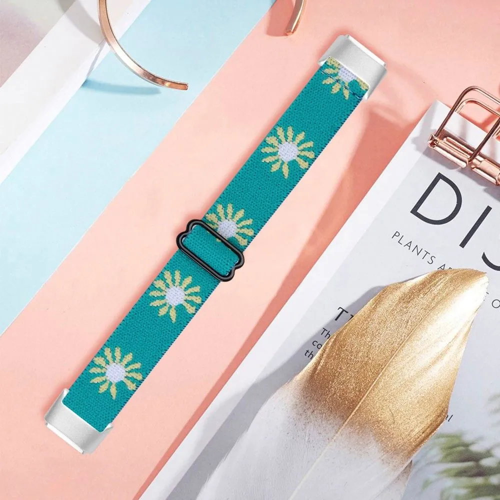 Fitbit Luxe cute daisy nylon watch strap - Green / Daisy