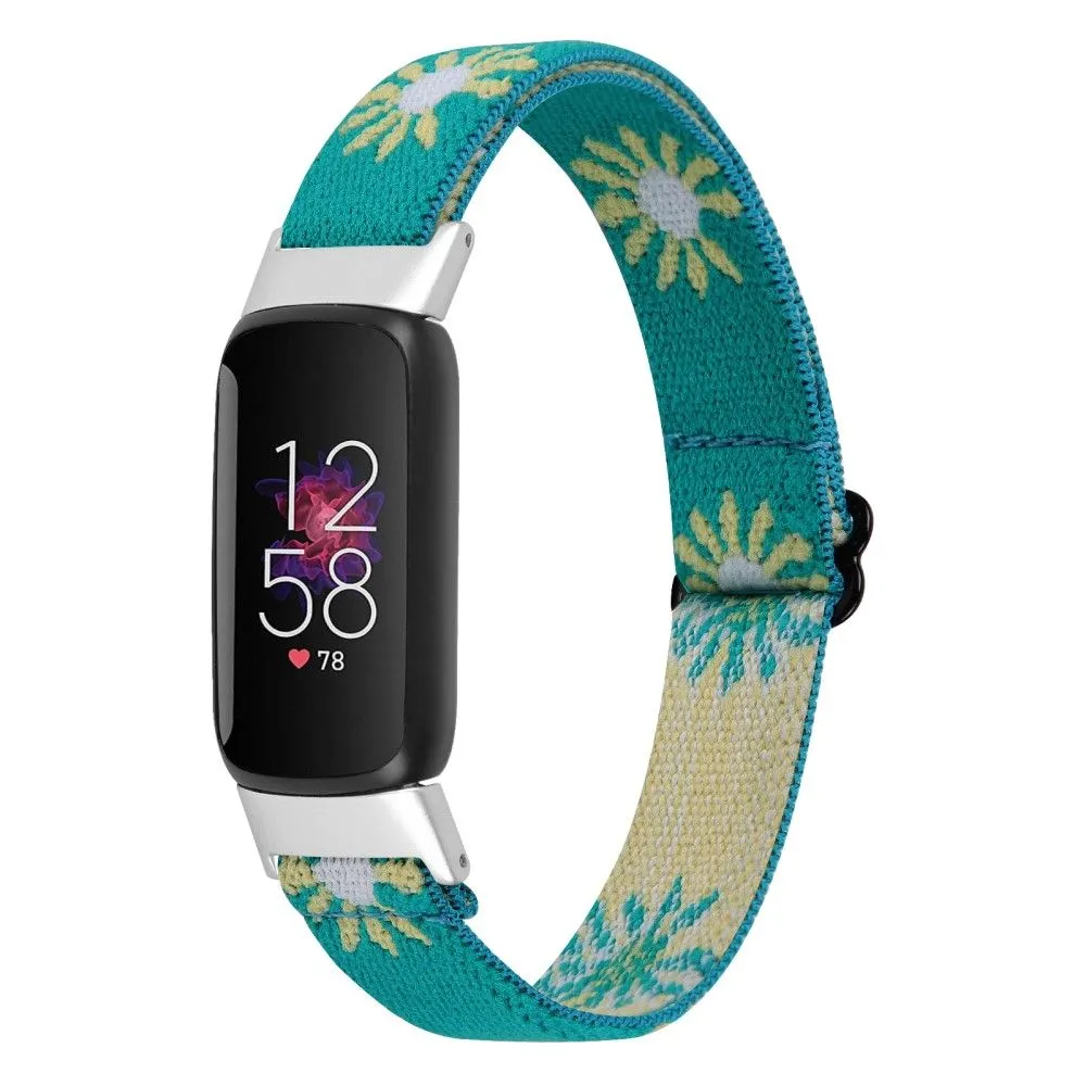 Fitbit Luxe cute daisy nylon watch strap - Green / Daisy