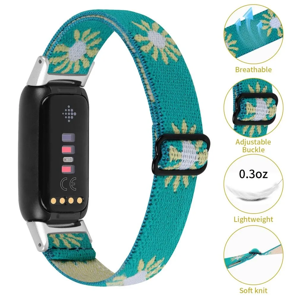 Fitbit Luxe cute daisy nylon watch strap - Green / Daisy