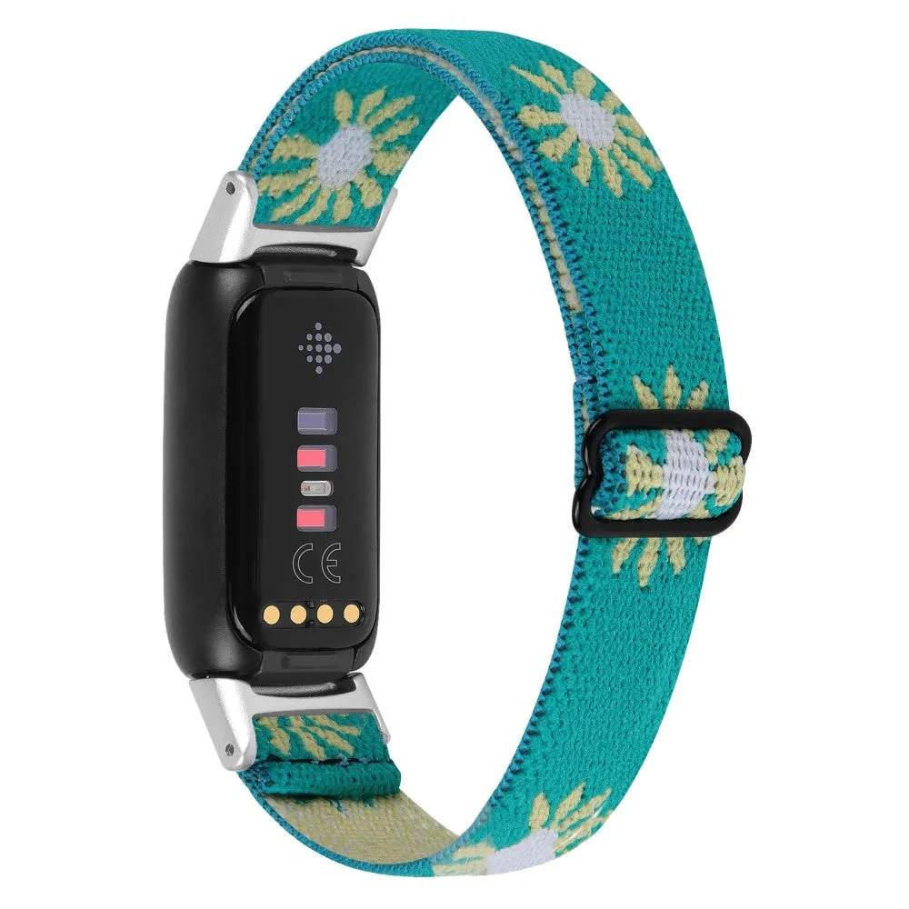 Fitbit Luxe cute daisy nylon watch strap - Green / Daisy