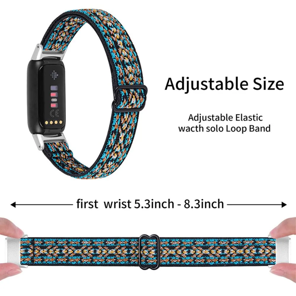 Fitbit Luxe elastic nylon watch strap - Blue Tribal