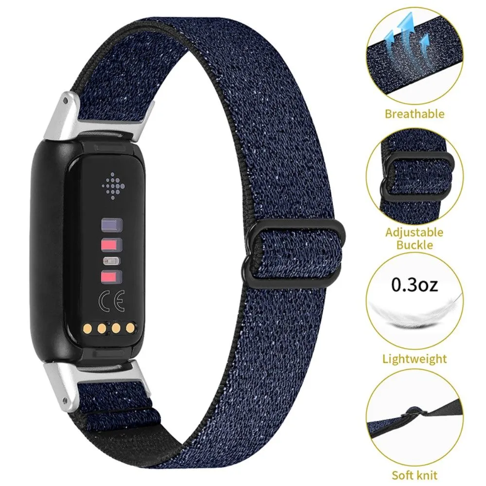 Fitbit Luxe elastic nylon watch strap - Glitter Blue