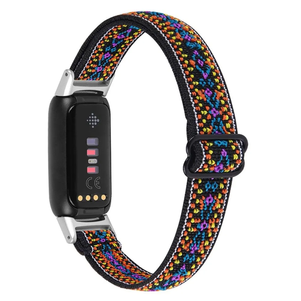 Fitbit Luxe elastic nylon watch strap - Yellow / Blue Tribal Pattern