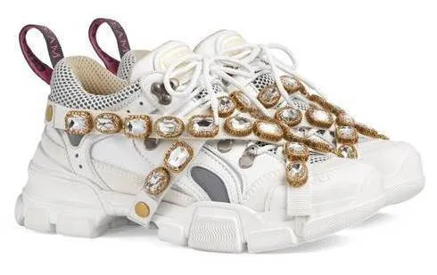 'Flashtrek' Sneakers with Removable Crystals, White