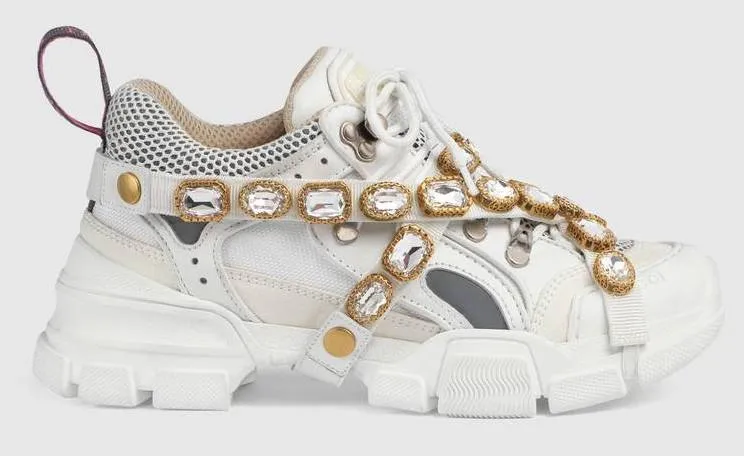 'Flashtrek' Sneakers with Removable Crystals, White