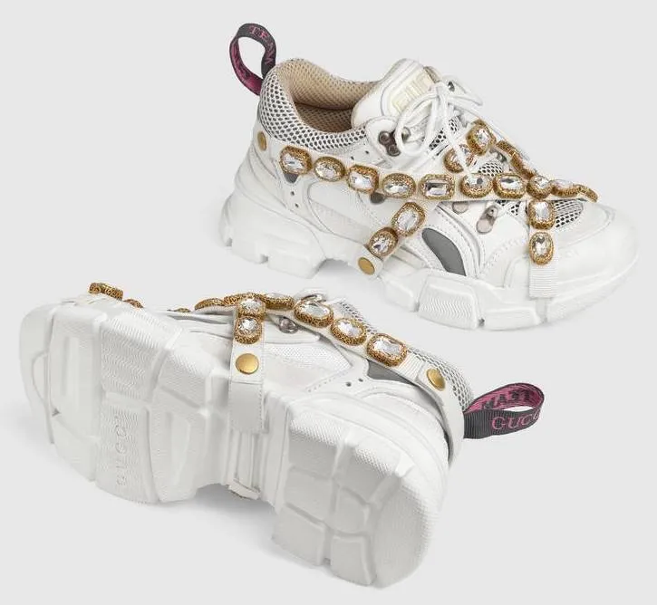 'Flashtrek' Sneakers with Removable Crystals, White