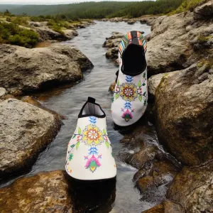 Flower White Native American Aqua Shoes