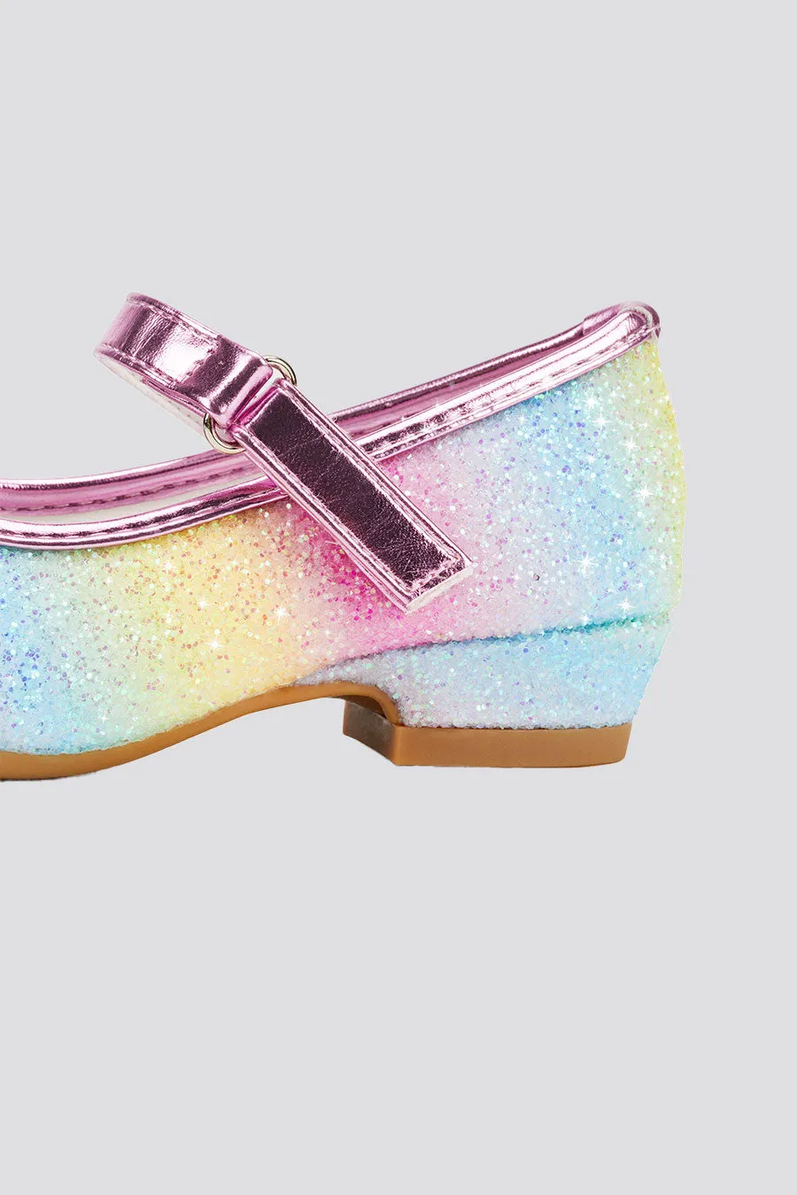 Girls Glitter Mary Jane Low Heel Shoes