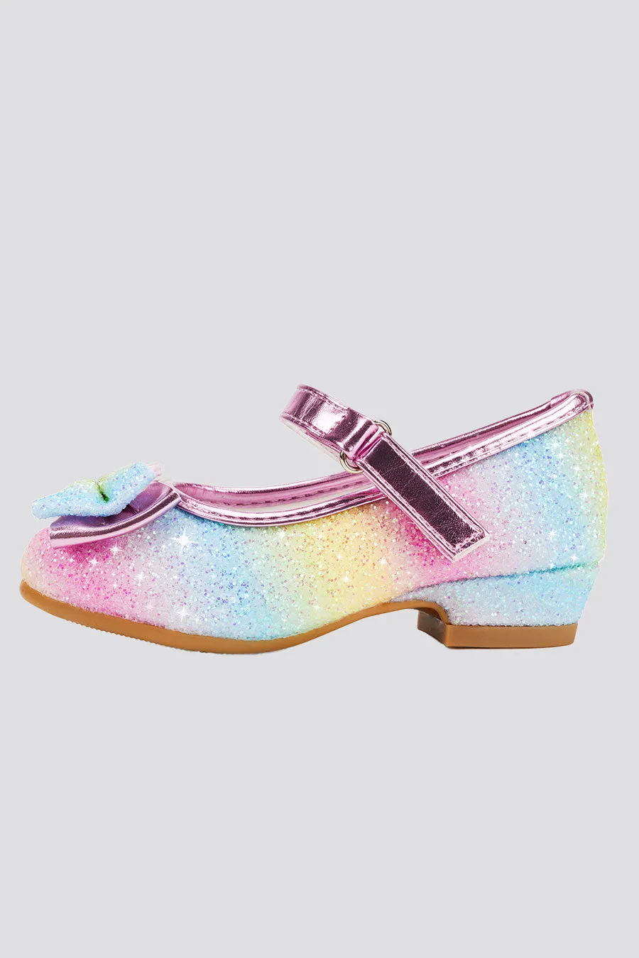 Girls Glitter Mary Jane Low Heel Shoes