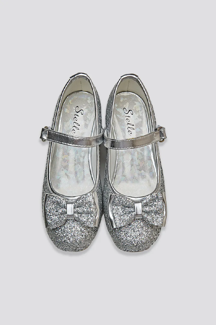 Girls Glitter Mary Jane Low Heel Shoes