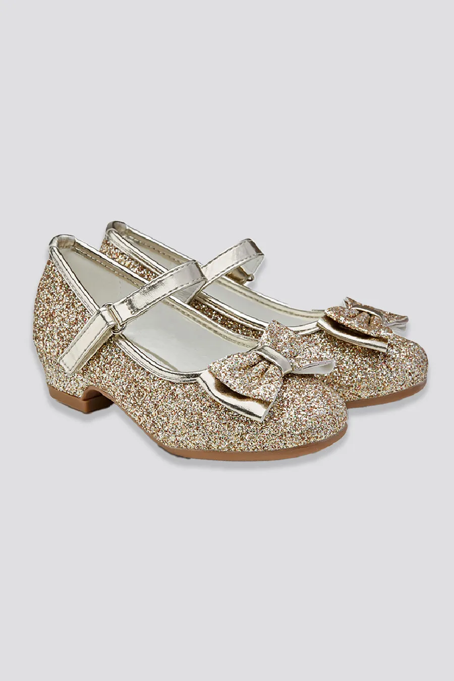 Girls Glitter Mary Jane Low Heel Shoes