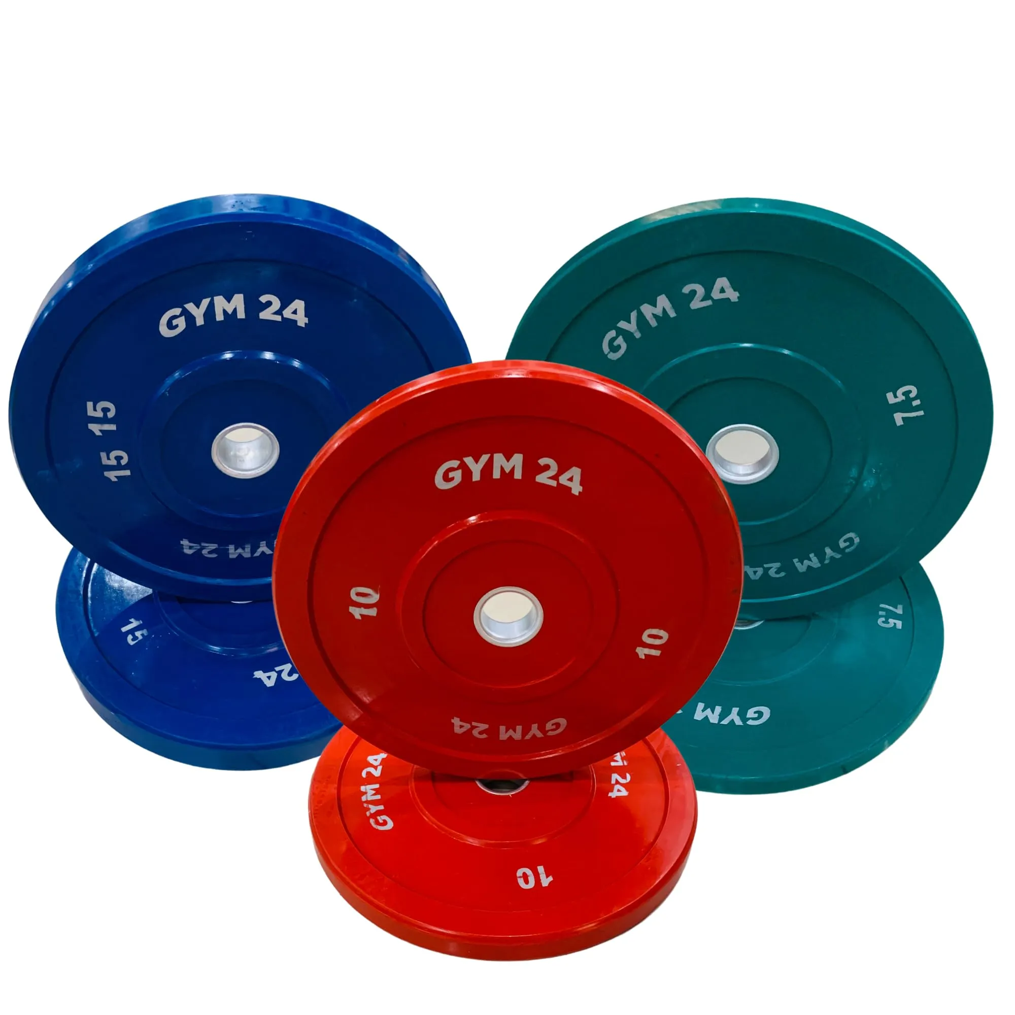 GYM24 Olympic Bumper Plates for Weight Lifting Dia 50mm (150 kg Set (5x2 10x2 15x2 20x2 25x2), Black)