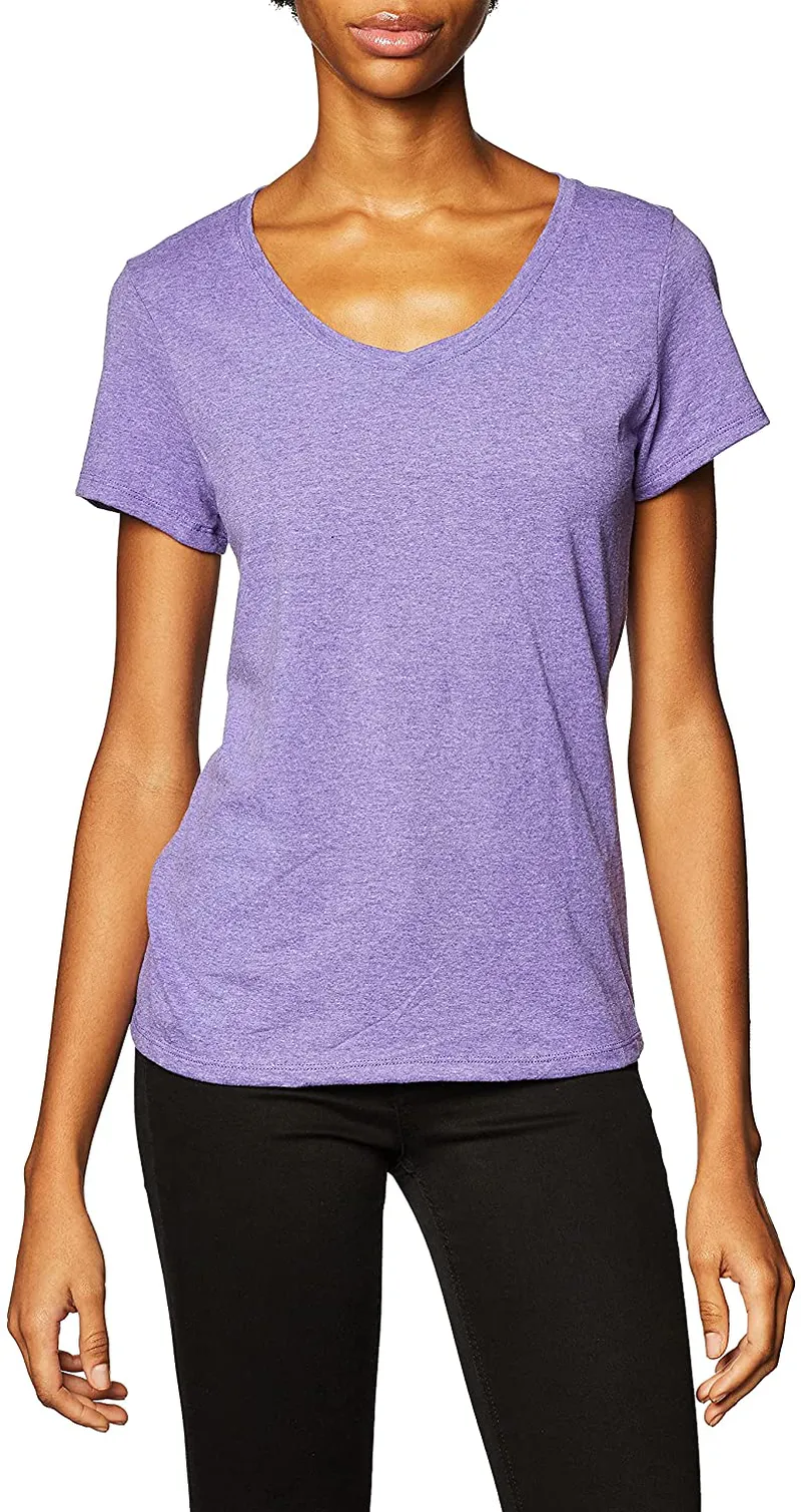 Hanes Women's X-Temp Short Sleeve V-Neck Tee with FreshIQ