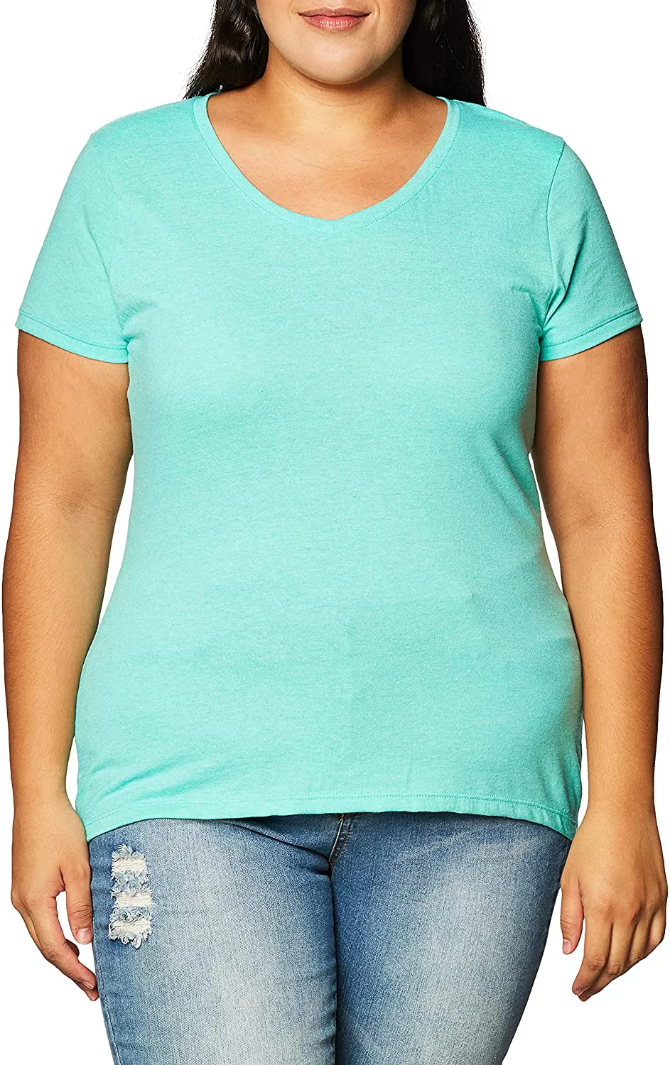 Hanes Women's X-Temp Short Sleeve V-Neck Tee with FreshIQ