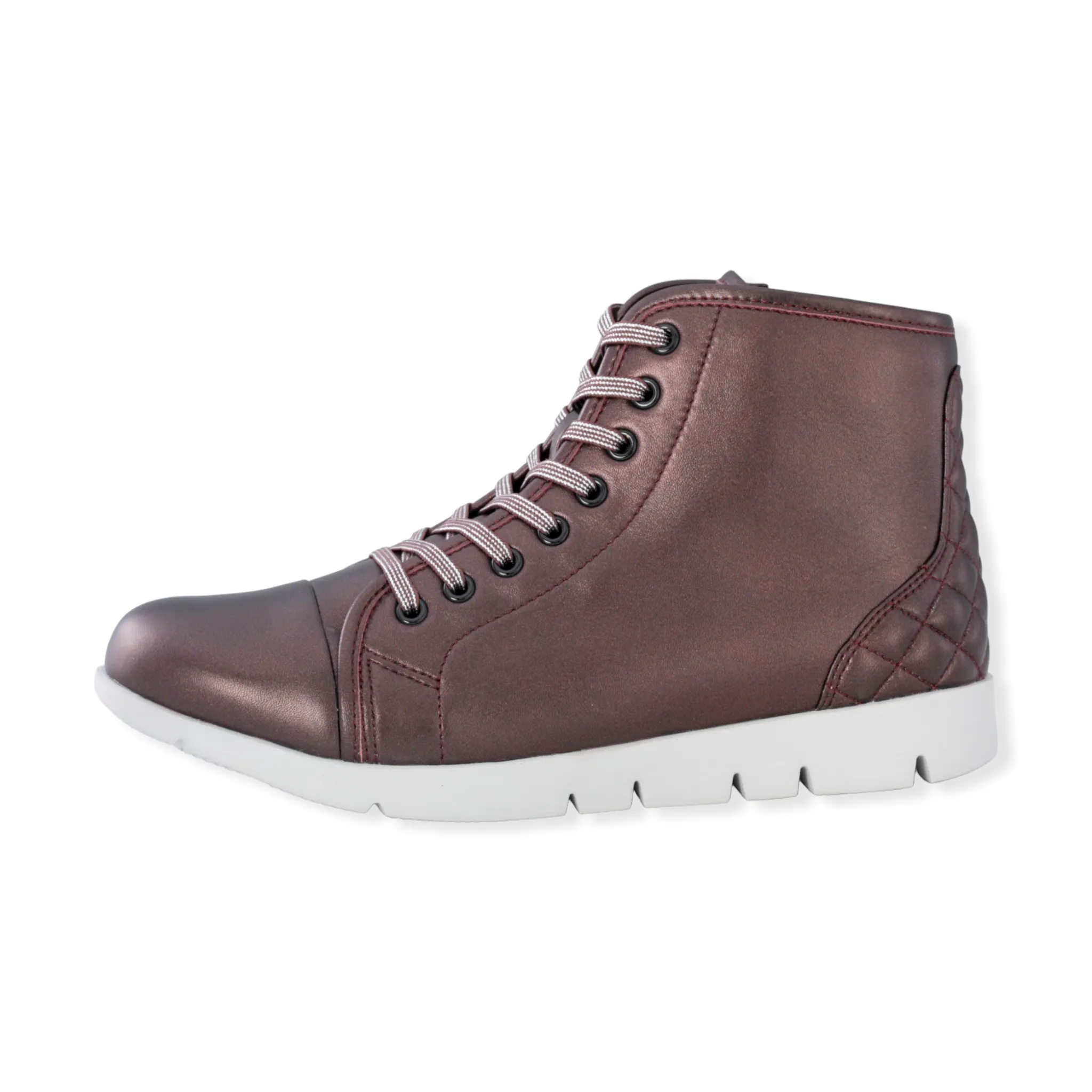 High-cut lace-up sheepskin leather sneakers with zipper  #FJ085