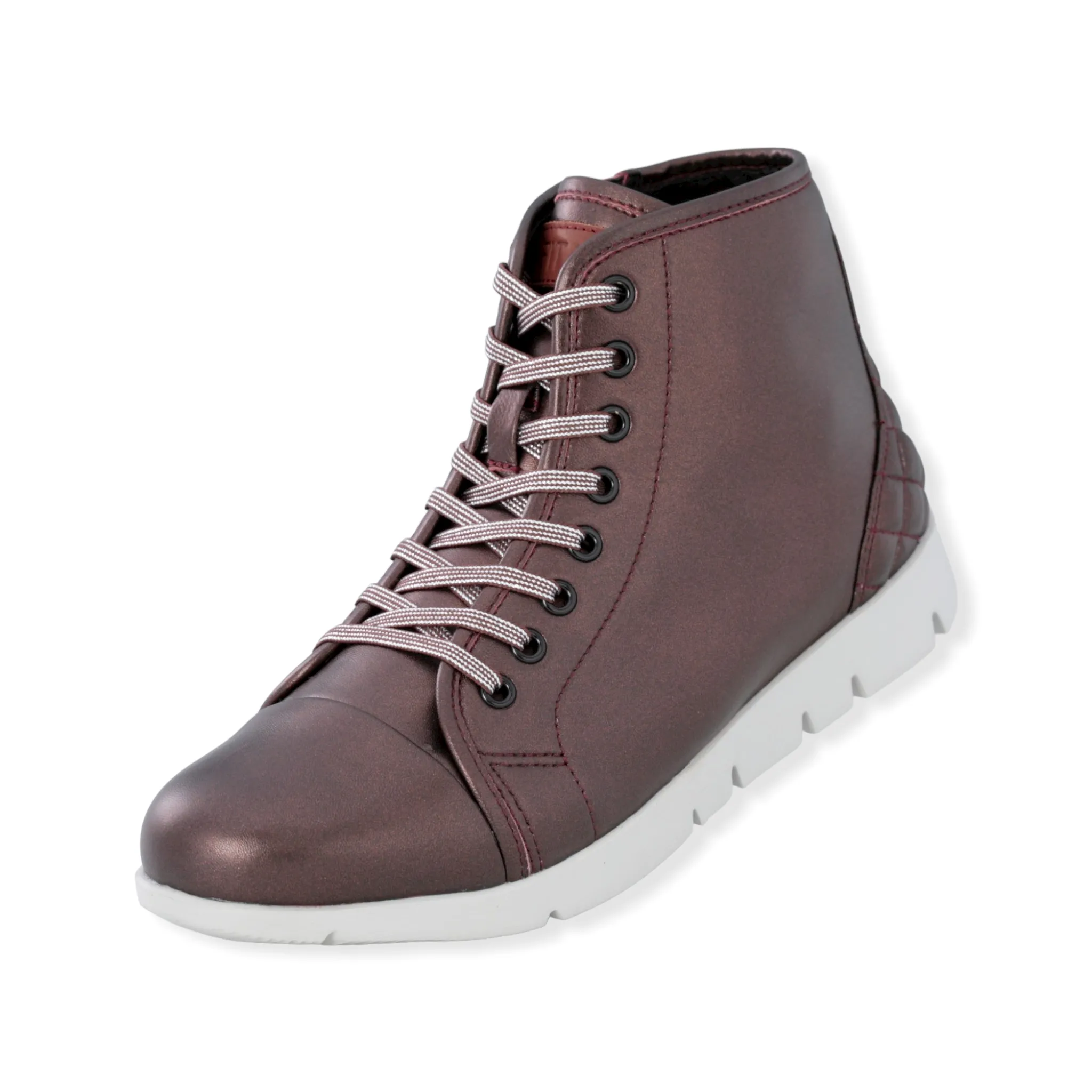 High-cut lace-up sheepskin leather sneakers with zipper  #FJ085