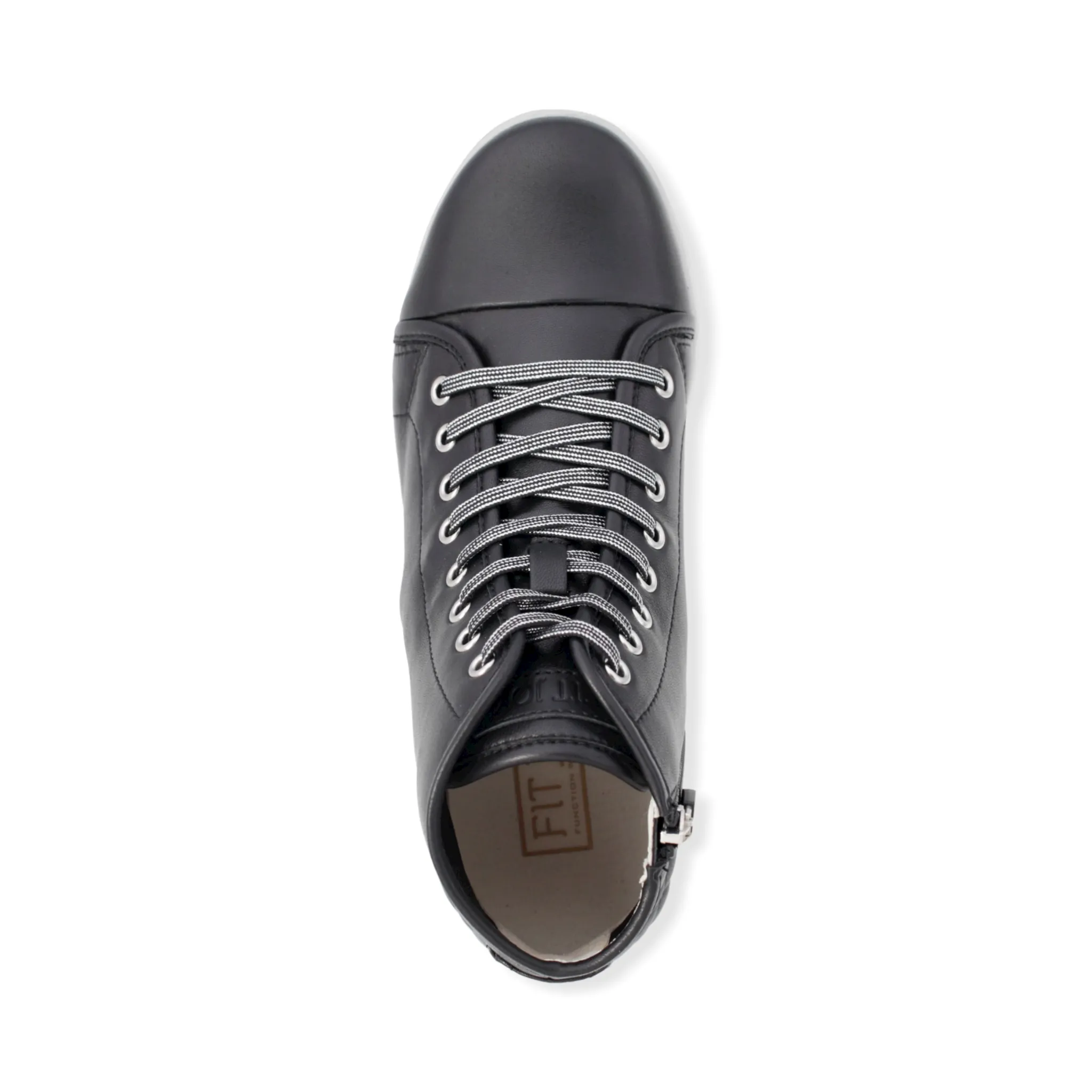 High-cut lace-up sheepskin leather sneakers with zipper  #FJ085