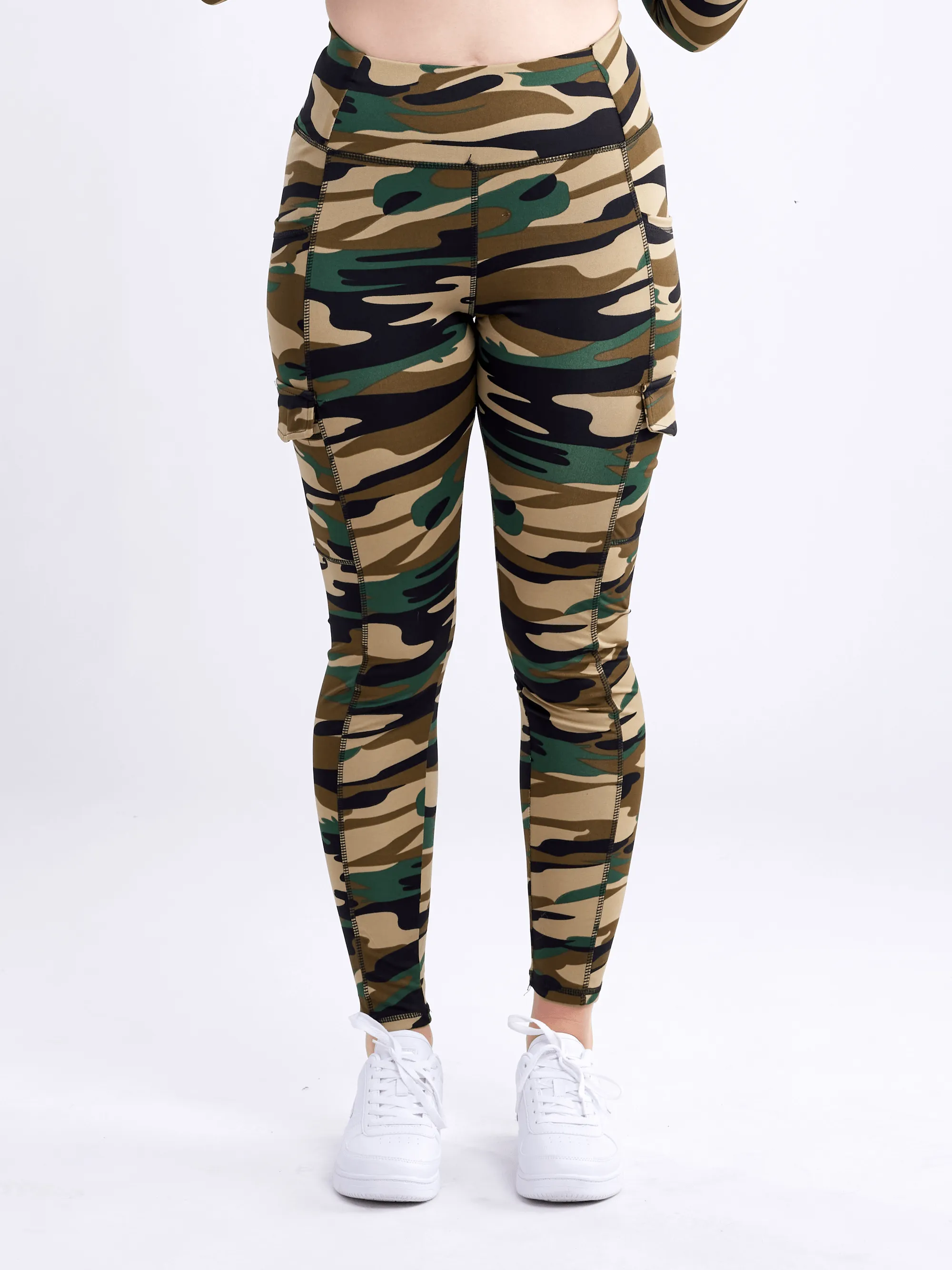 High-Waisted Leggings with Side Cargo Pockets