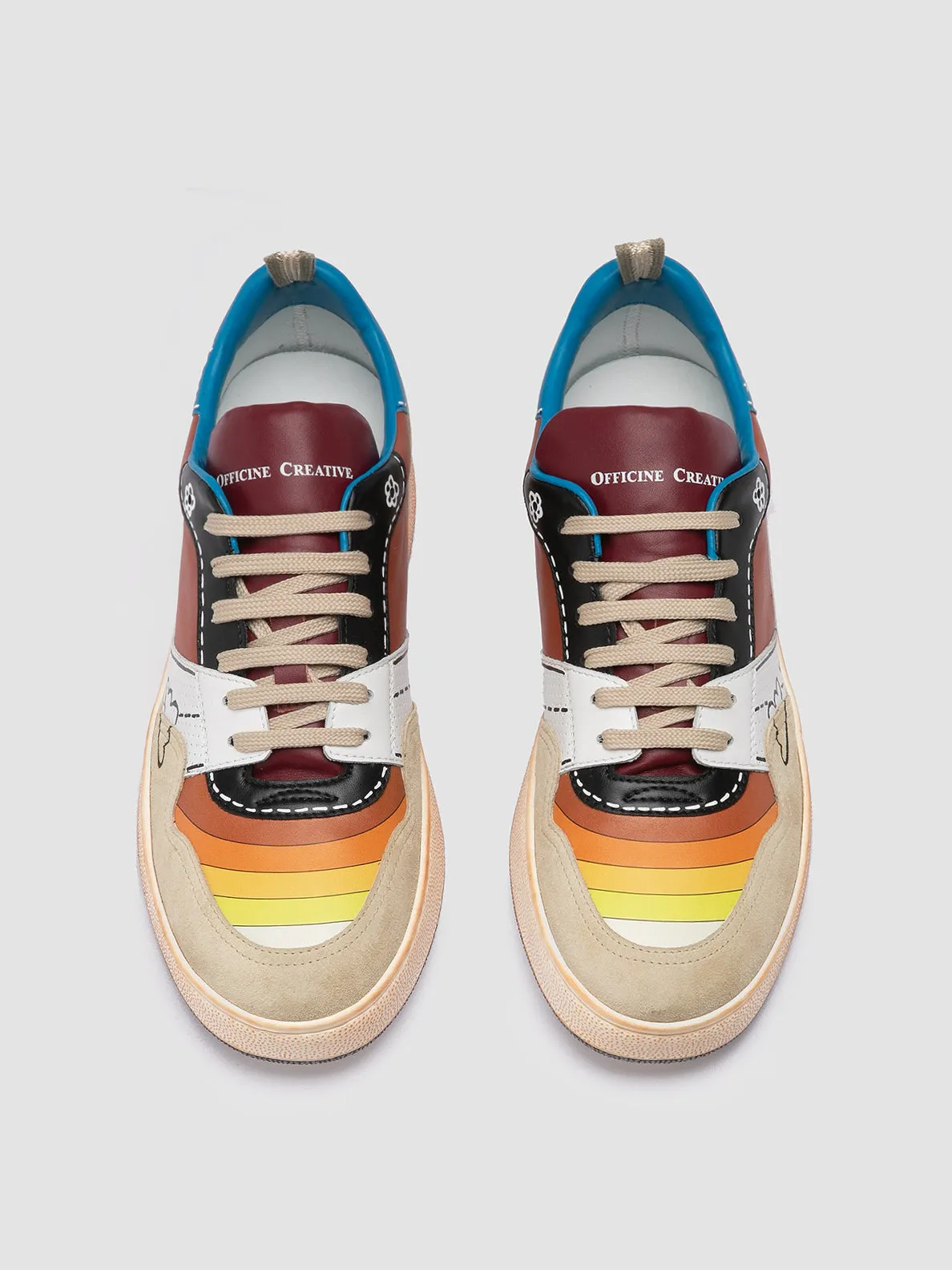 HOMME NEO PSYCHEDELIC SUN 241 - Multicolour Leather and Suede Low Top Sneakers