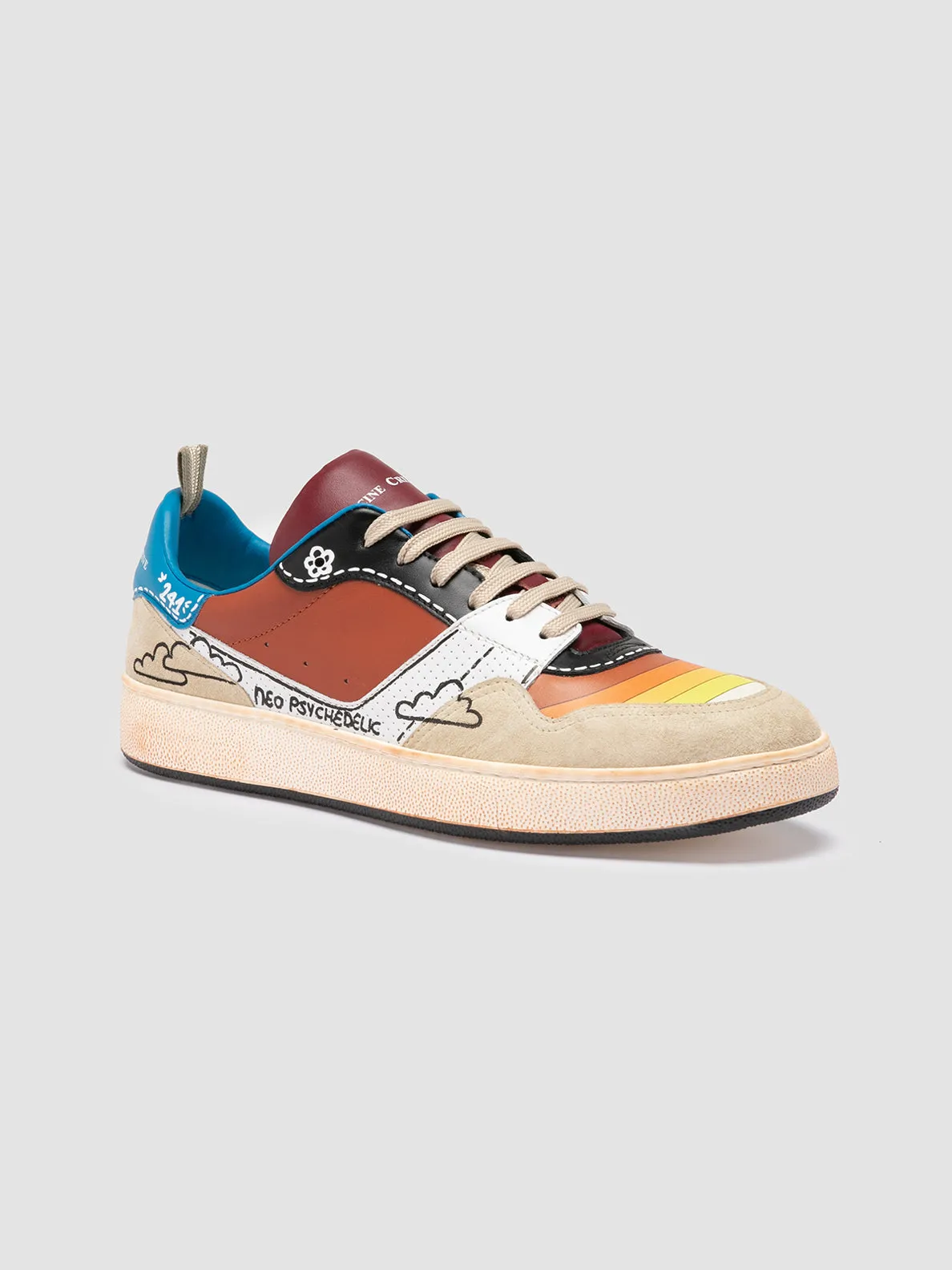 HOMME NEO PSYCHEDELIC SUN 241 - Multicolour Leather and Suede Low Top Sneakers