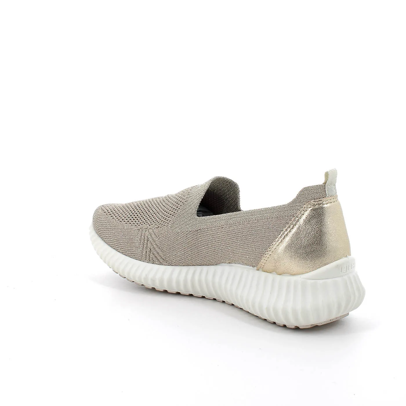 IGI & Co Taupe Knit Runner Sneakers with Reflective Gold Detail - Italian Comfort Shoes